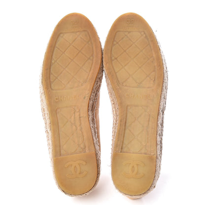 Chanel Lambskin CC Espadrilles 39 Beige Black 7 of 13
