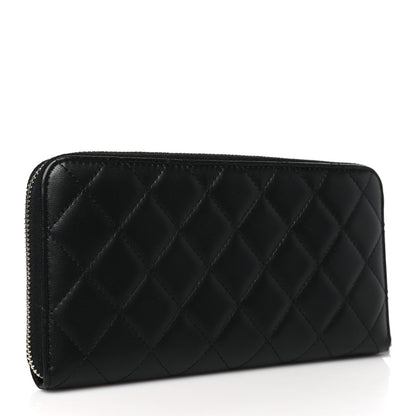 Chanel Lambskin Quilted Large Gusset Zip Around Wallet Black 3 of 10