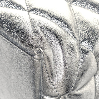Saint Laurent Metallic Lambskin Quilted Sade Puffer Envelope Clutch Argento 12 of 13