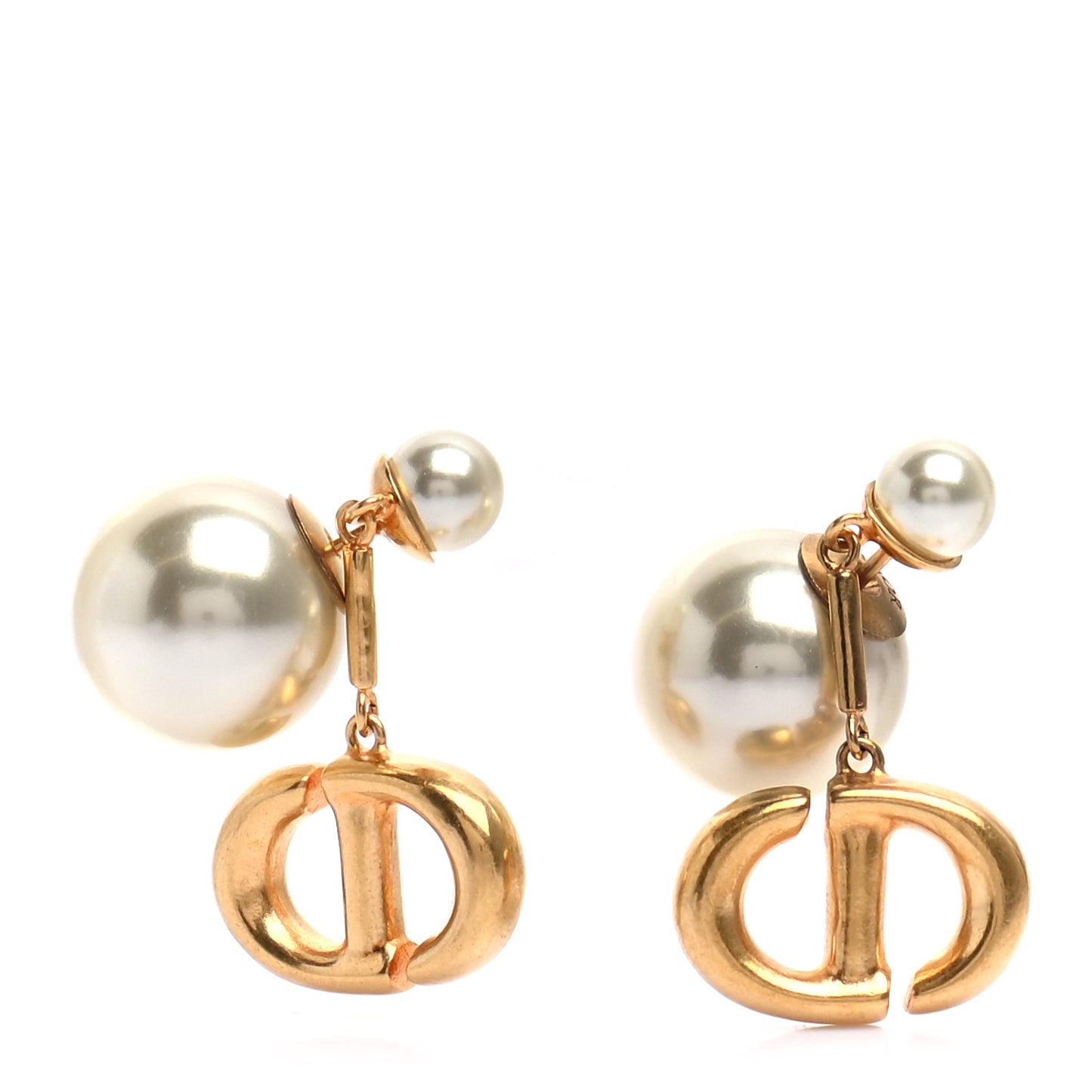 Pearl Logo Drop Earrings Gold