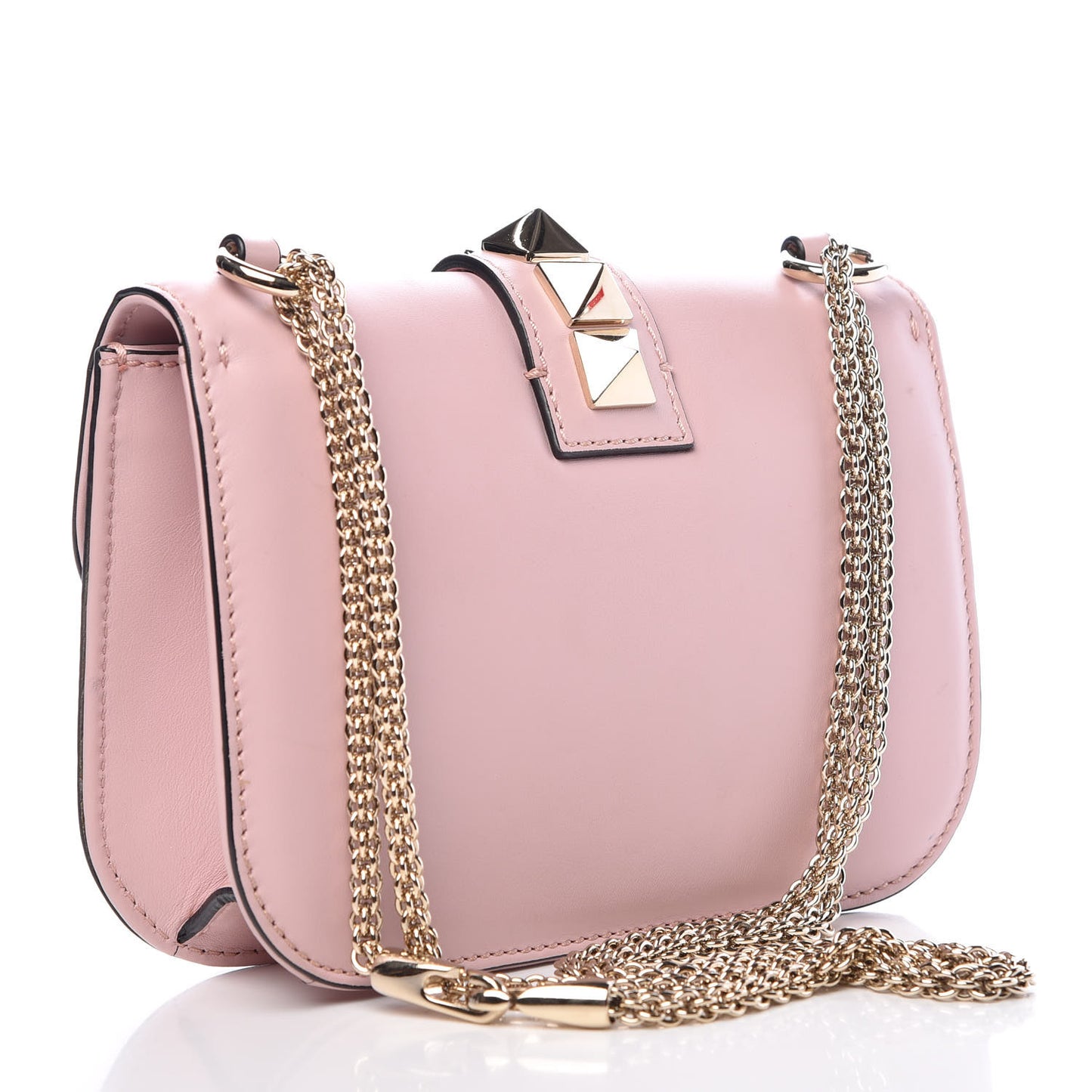 Vitello Small Glam Lock Rockstud Flap Water Rose