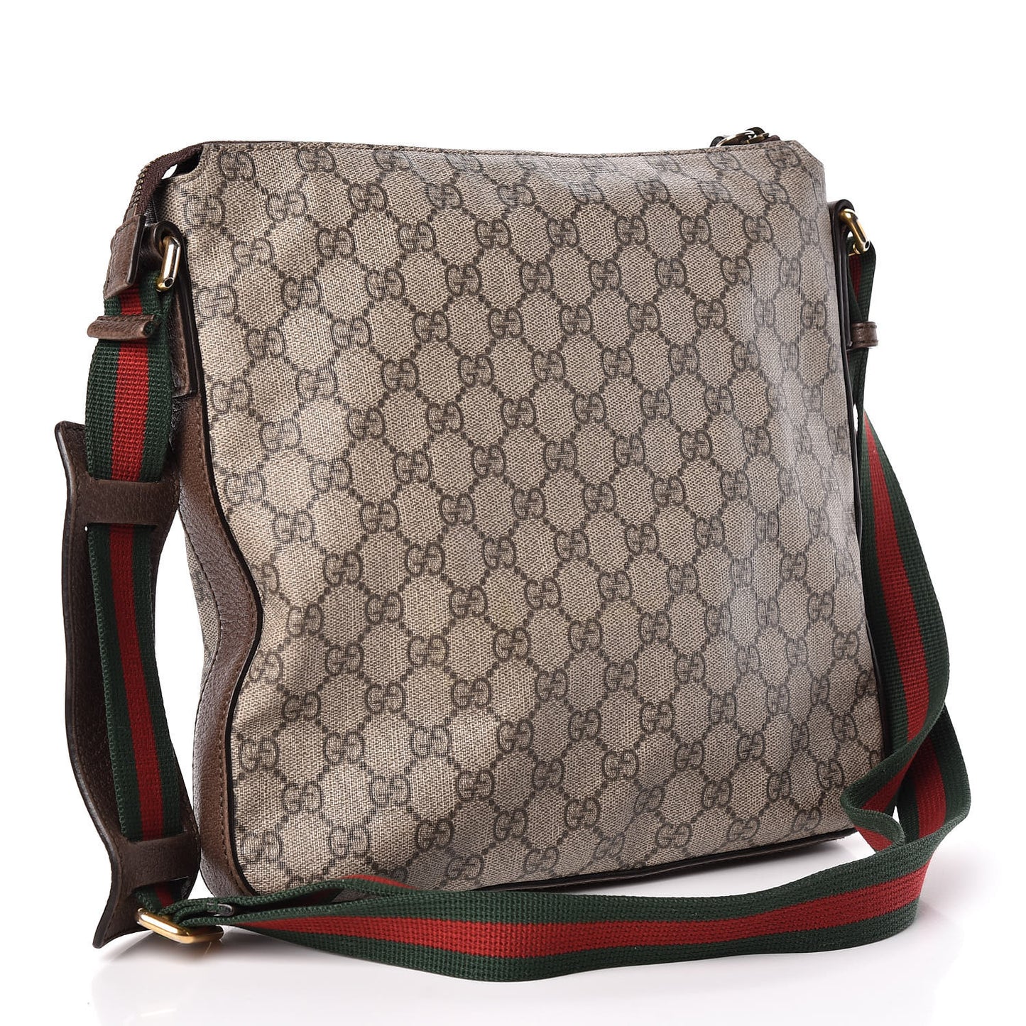 Soft GG Supreme Monogram Courrier Web Medium Flat Messenger Bag Beige New Acero Multicolor