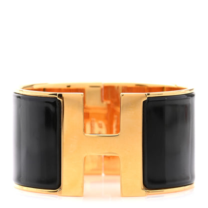 Hermes Enamel Extra Wide Clic Clac H Bracelet GM Black 1 of 4