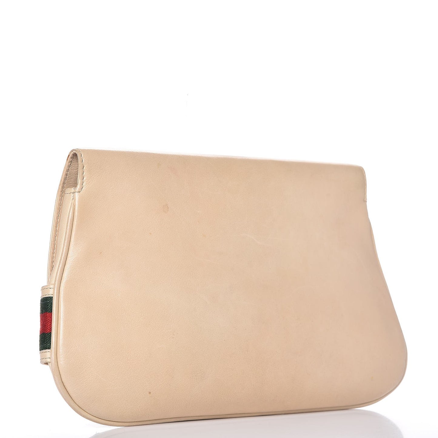 Calfskin Web GG Signature Clutch Beige