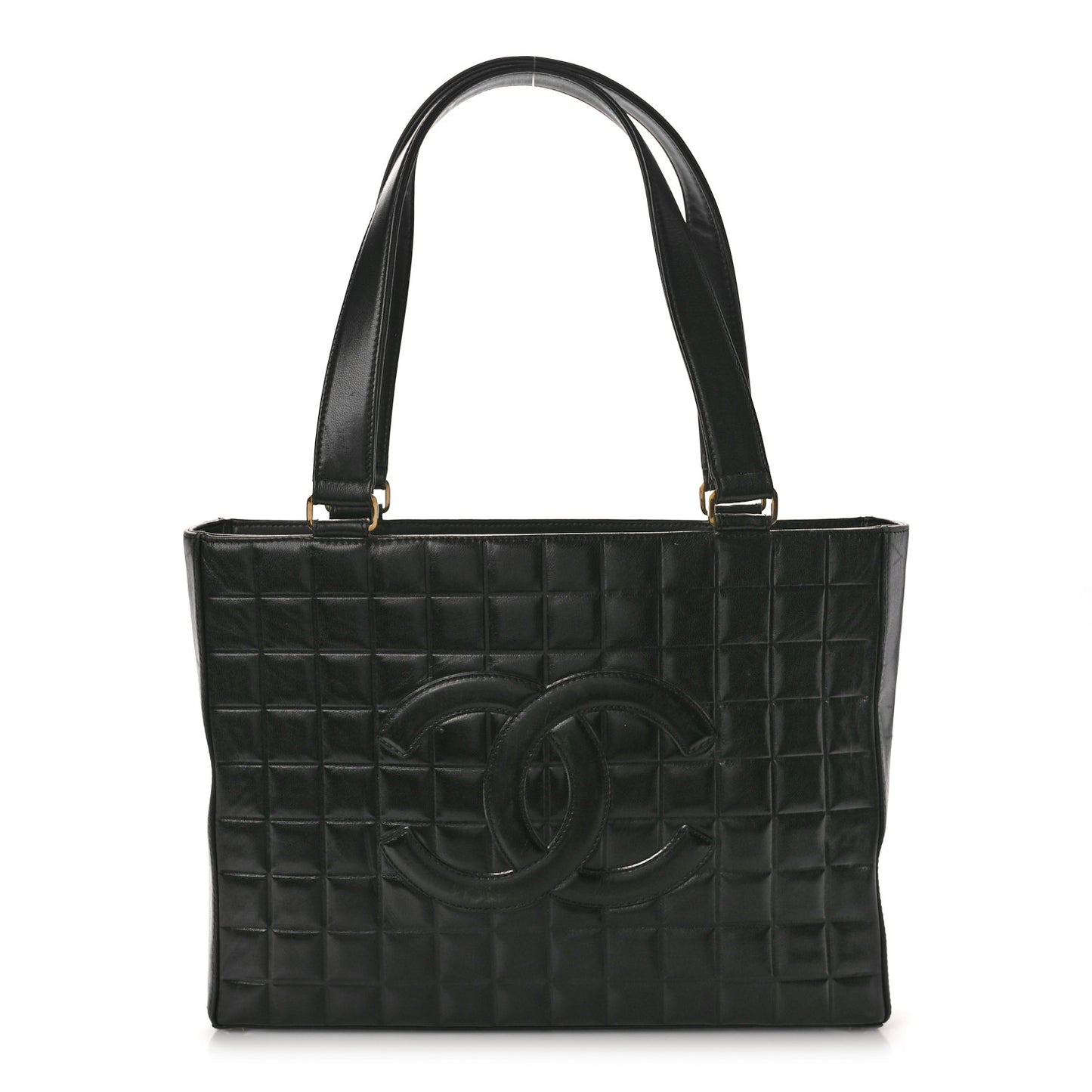 Lambskin Quilted Chocolate Bar Large Tote Black