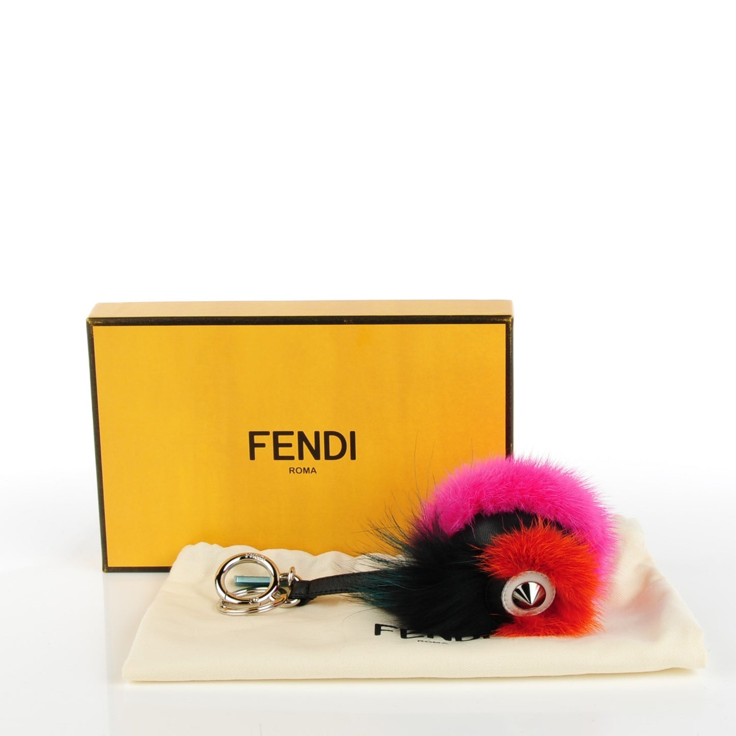 Mink Fox Fur QuTweet Coucou Bag Bug Charm Pink