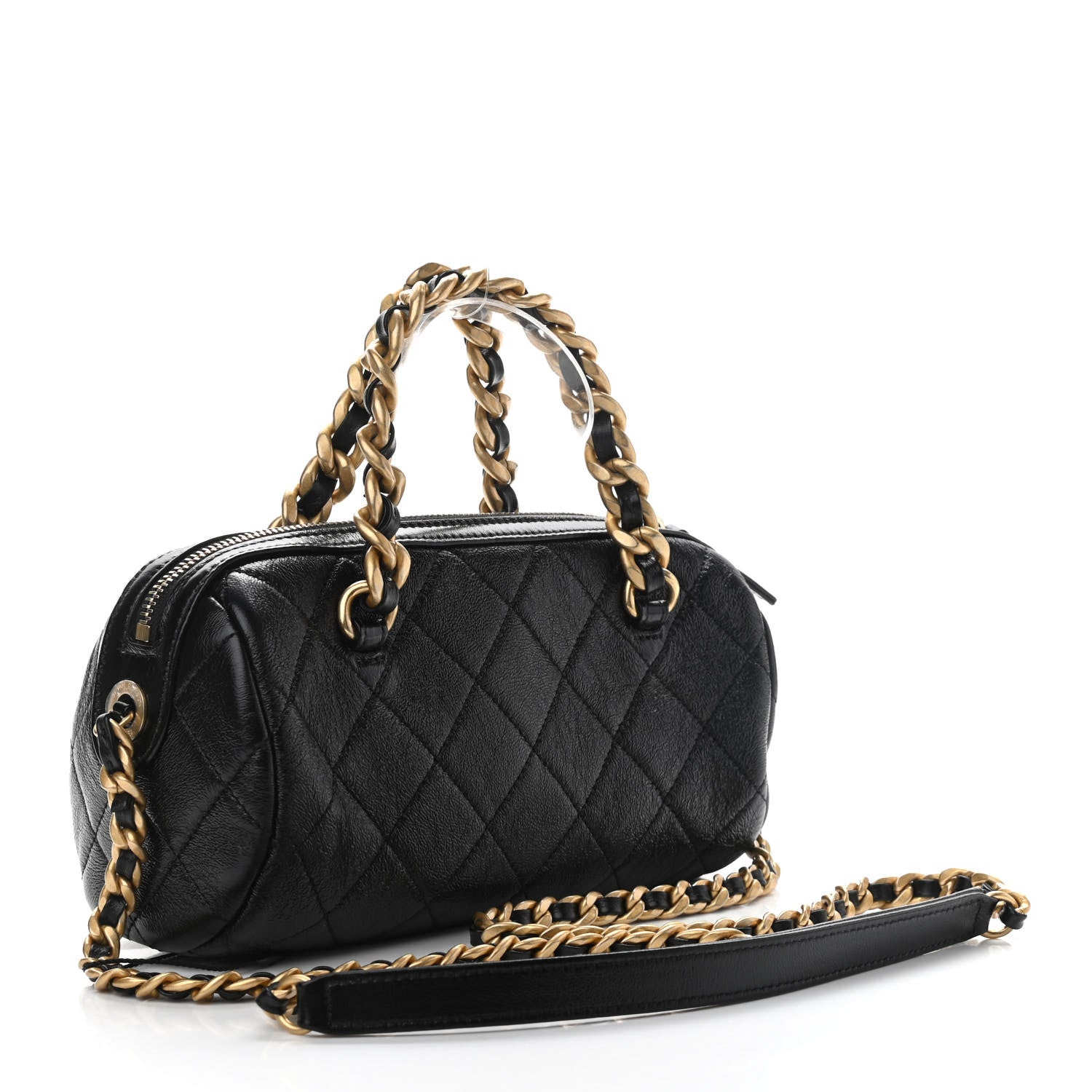 Chanel Shiny Lambskin Quilted Small Fashion Therapy Bowling Bag Black 3 of 11