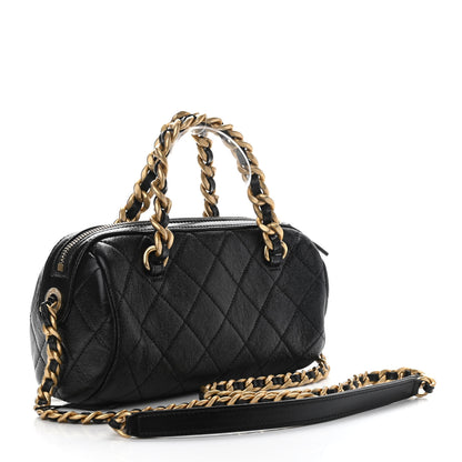 Chanel Shiny Lambskin Quilted Small Fashion Therapy Bowling Bag Black 3 of 11