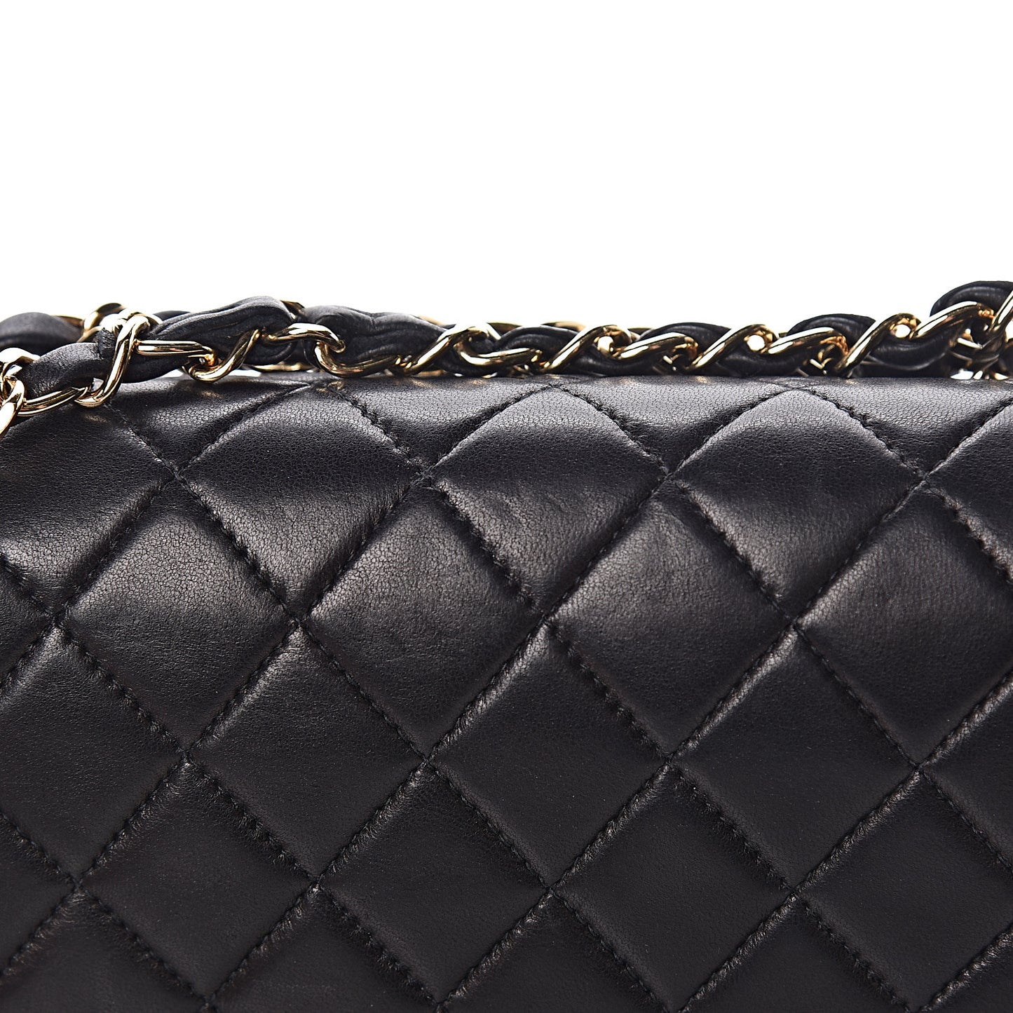 Lambskin Quilted Medium Double Flap Black