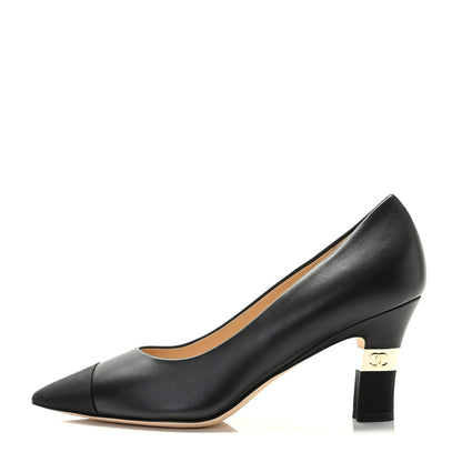 Chanel Lambskin Grosgrain Cap Toe CC Pumps 36.5 Black 1 of 12