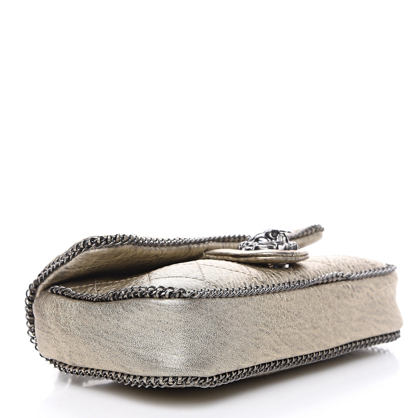 Distressed Lambskin Medium Leo Lion Flap Metallic