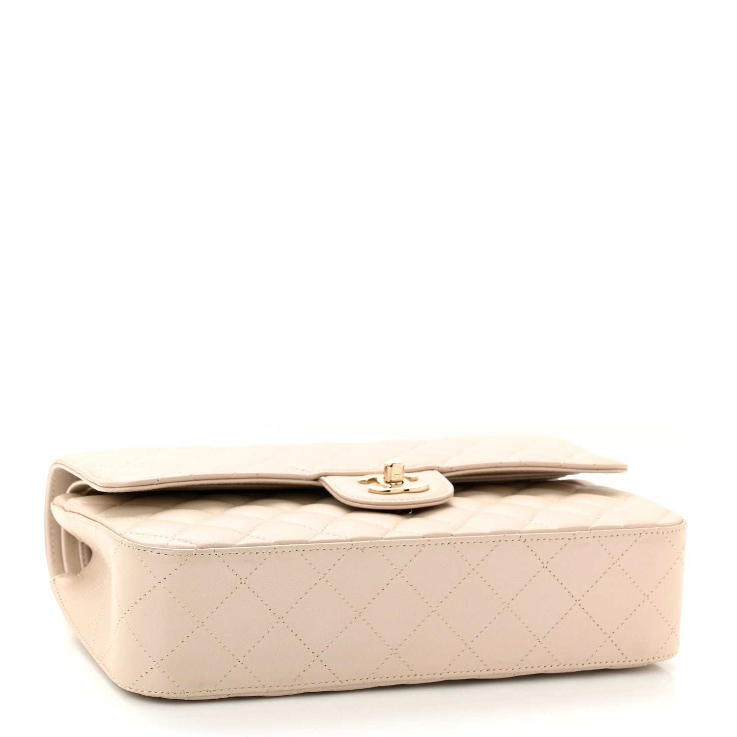 Chanel Iridescent Lambskin Quilted Medium Double Flap Light Beige 4 of 10