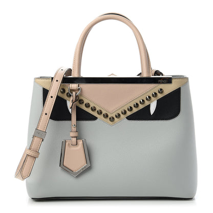 Fendi Vitello Cruise Monster Studded Petite 2Jours Tote Grigio Perla Amido Multicolor 1 of 10