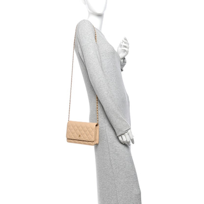Chanel Caviar Quilted Wallet on Chain WOC Beige 2 of 11