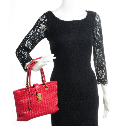 Bottega Veneta Nappa Intrecciato Small Capri Tote Carmine 2 of 8
