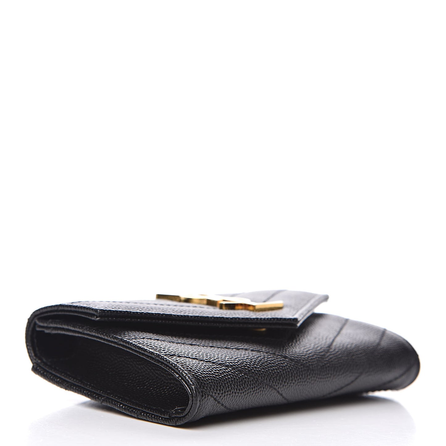 Grain De Poudre Matelasse Chevron Small Monogram Envelope Wallet Black