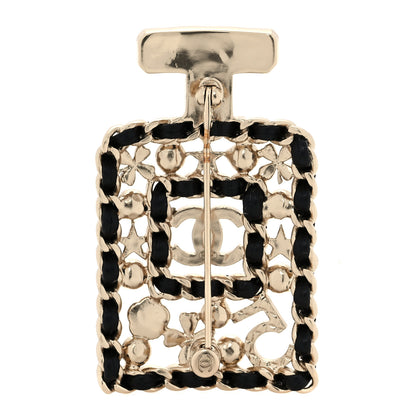 Chanel Lambskin Pearl Quilted Chain CC Perfume Bottle Brooch Gold 3 of 5