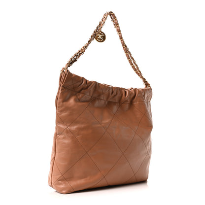 Chanel Shiny Calfskin Quilted Small Chanel 22 Camel 4 of 11