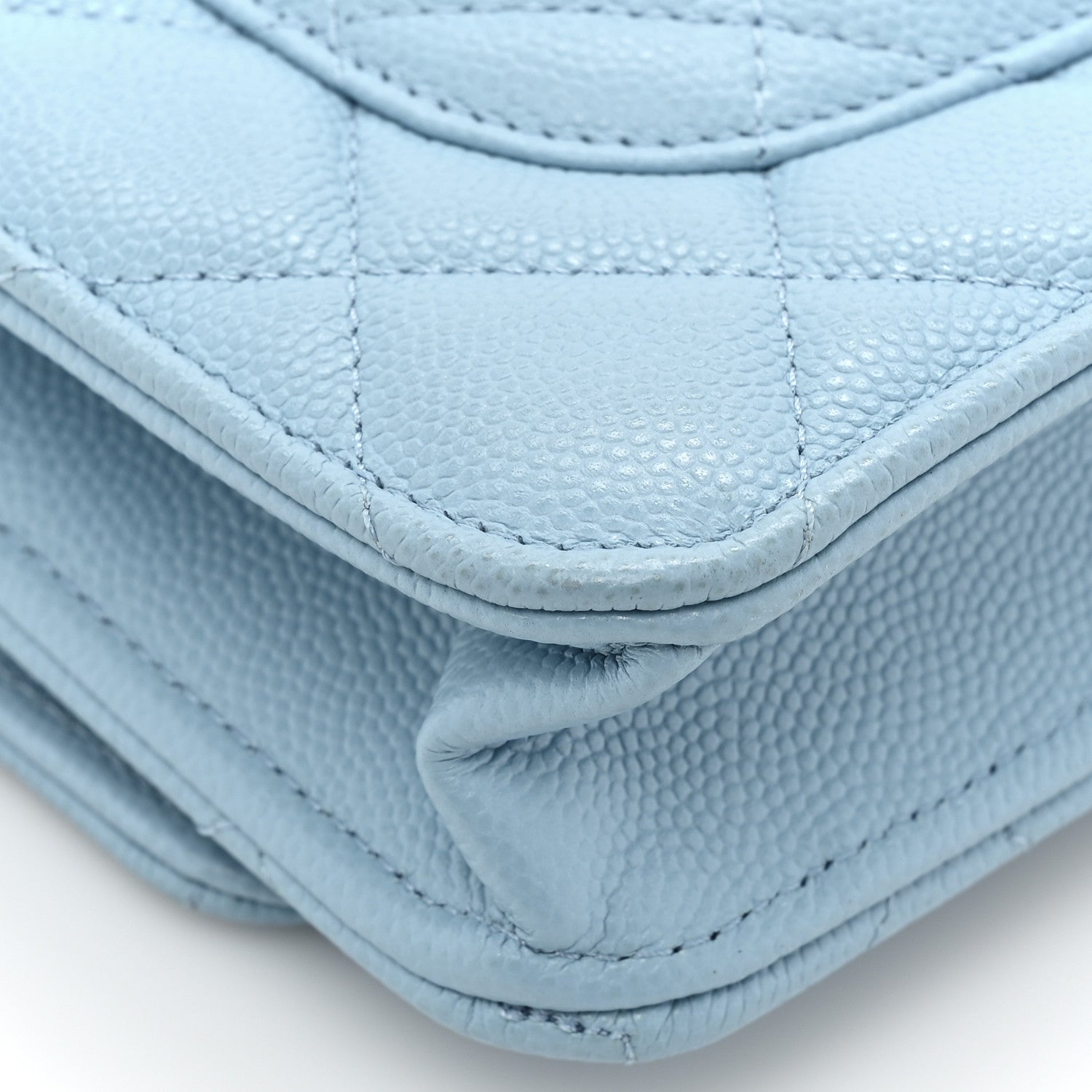 Chanel Caviar Quilted Wallet on Chain WOC Light Blue 14 of 16