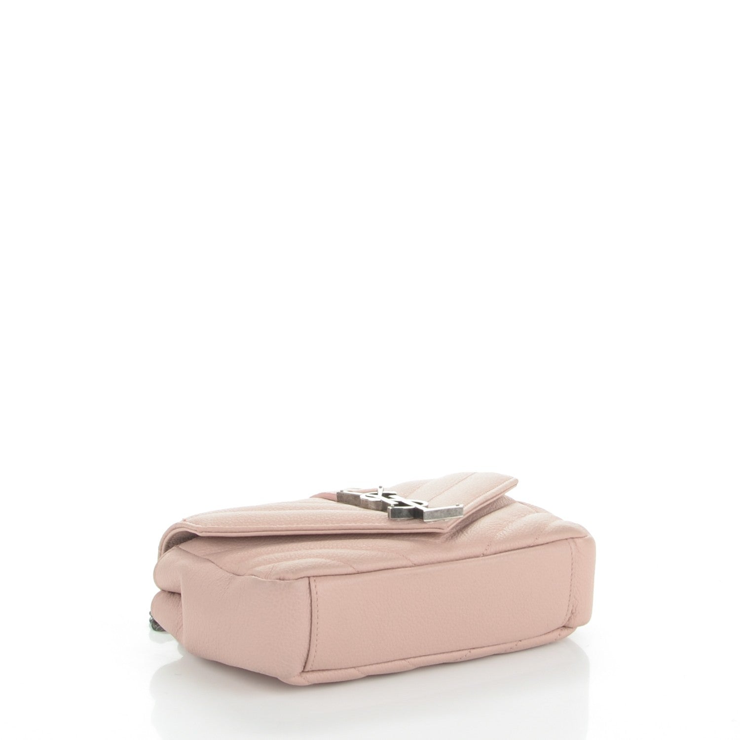 Saint Laurent Grained Calfskin Matelassé Chevron Monogram Classic Baby Chain Bag Pale Pink 4 of 7