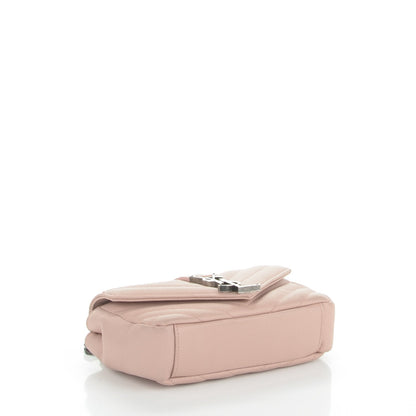 Saint Laurent Grained Calfskin Matelassé Chevron Monogram Classic Baby Chain Bag Pale Pink 4 of 7