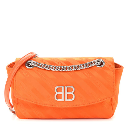 Balenciaga Nylon Jacquard Diagonal Logo S BB Round Shoulder Bag Orange Sanguine 1 of 7