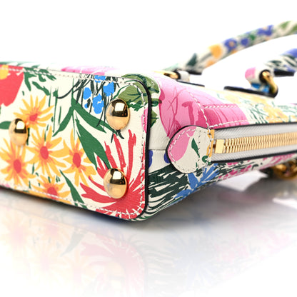 Gucci X KEN SCOTT New Shangai Calfskin Jardin D'Avril Floral Print Mini Horsebit 1955 Top Handle Bag Ivory Pink Wild Rose 10 of 10