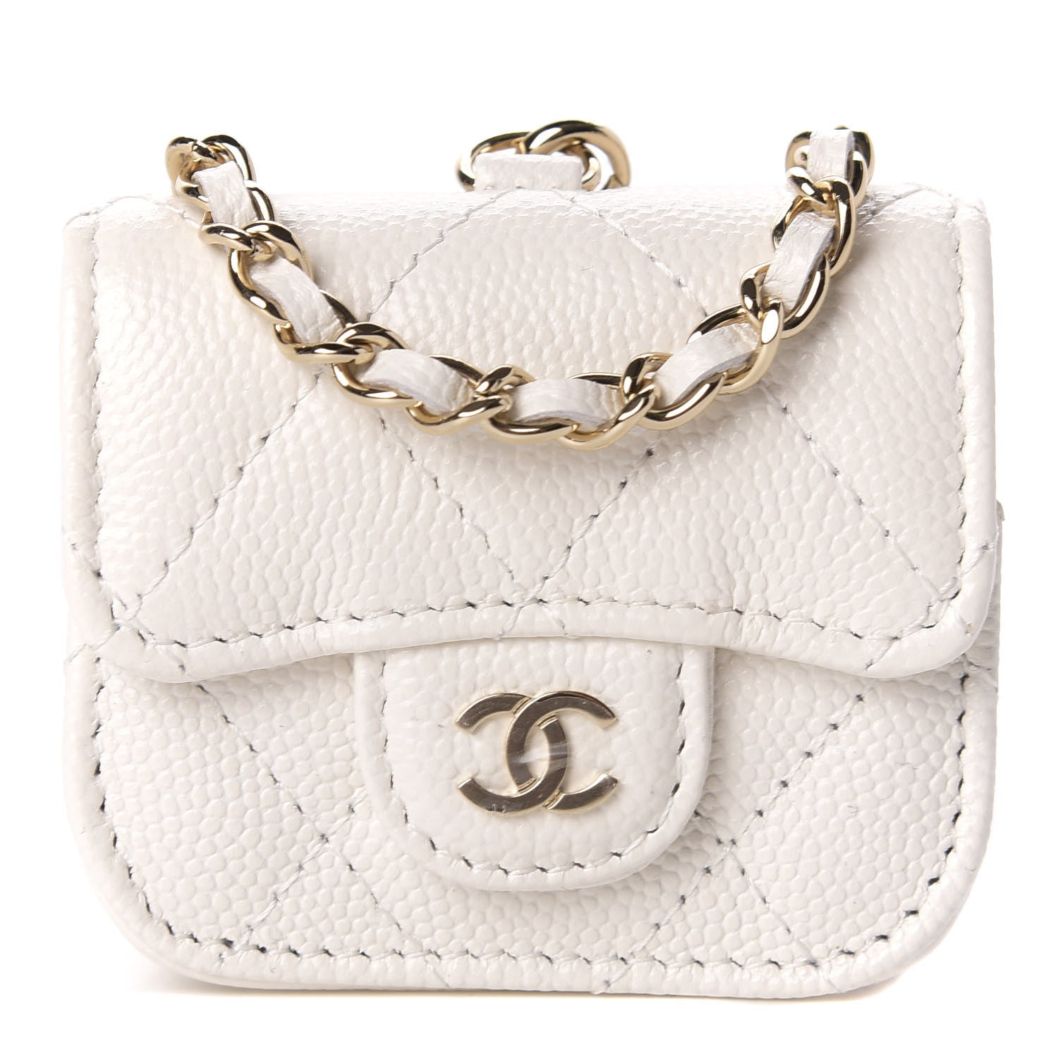 Chanel Caviar Quilted Airpods Pro Case White 1 of 9