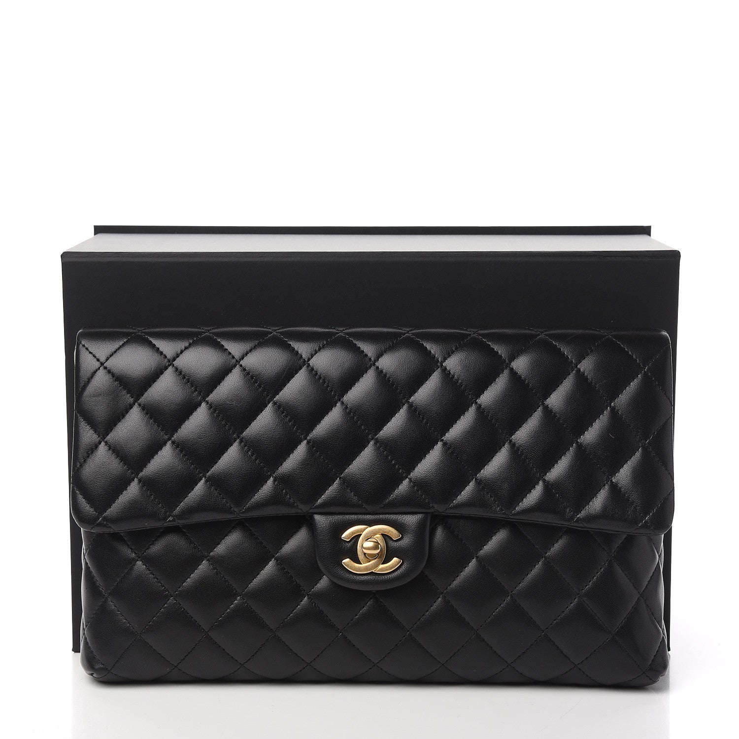 Chanel Lambskin Quilted Flap Clutch Black 8 of 8