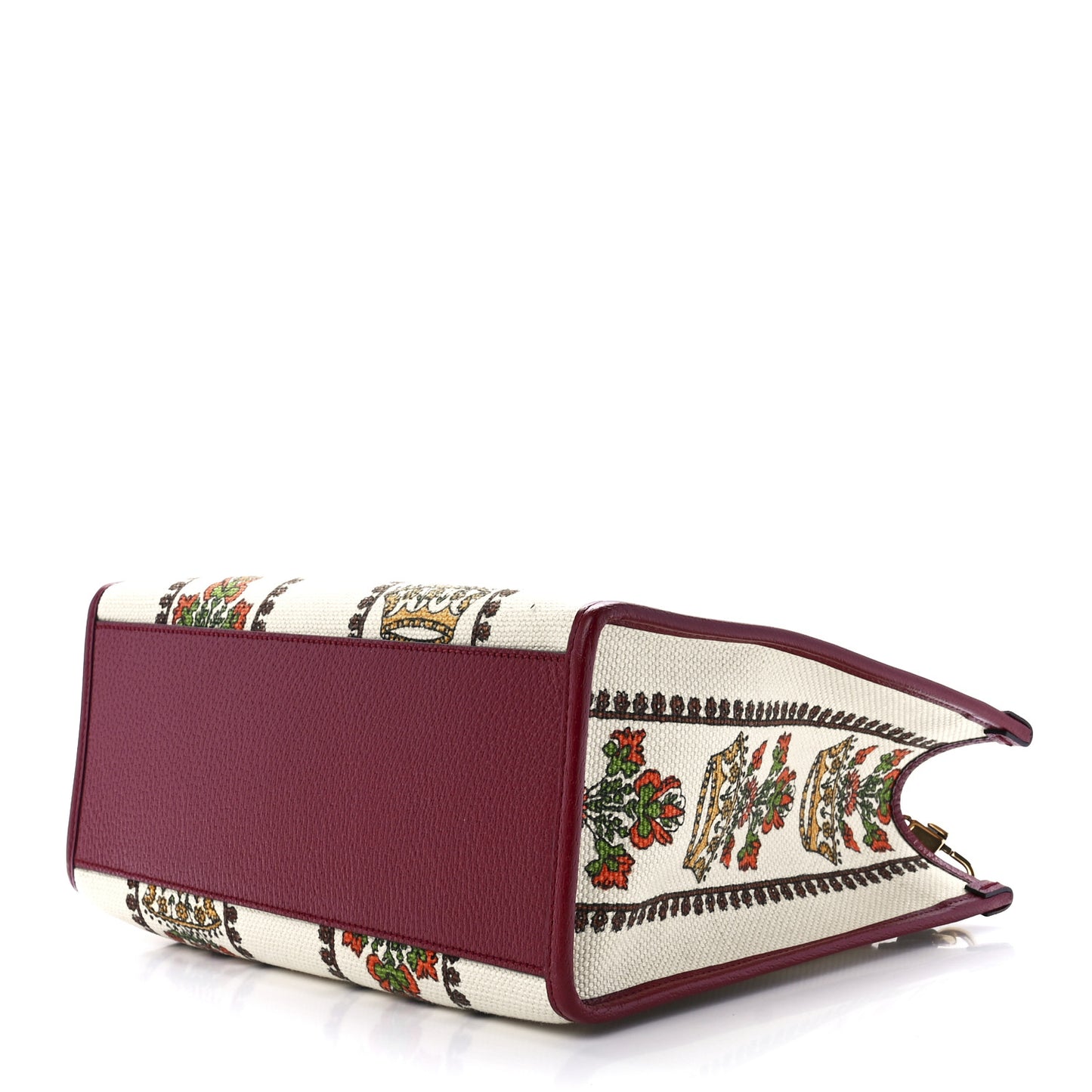 Canvas Jacquard Calfskin 100 Centennial Music Small Tote Bag Ivory Red