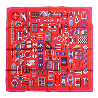 Hermes Silk Carre En Boucles Scarf 90 Rouge Fuchsia Violet 1 of 5
