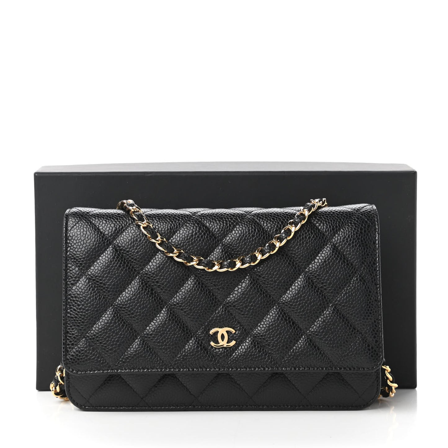 Caviar Quilted Wallet On Chain WOC Black
