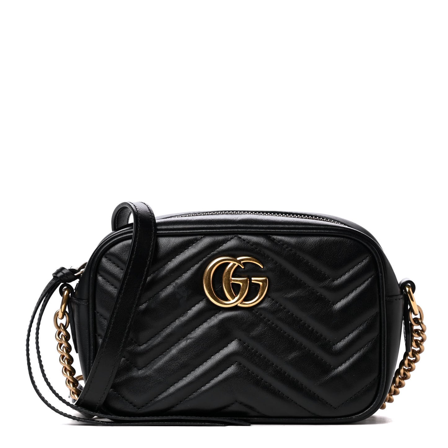 Calfskin Matelasse Mini GG Marmont Chain Shoulder Bag Black