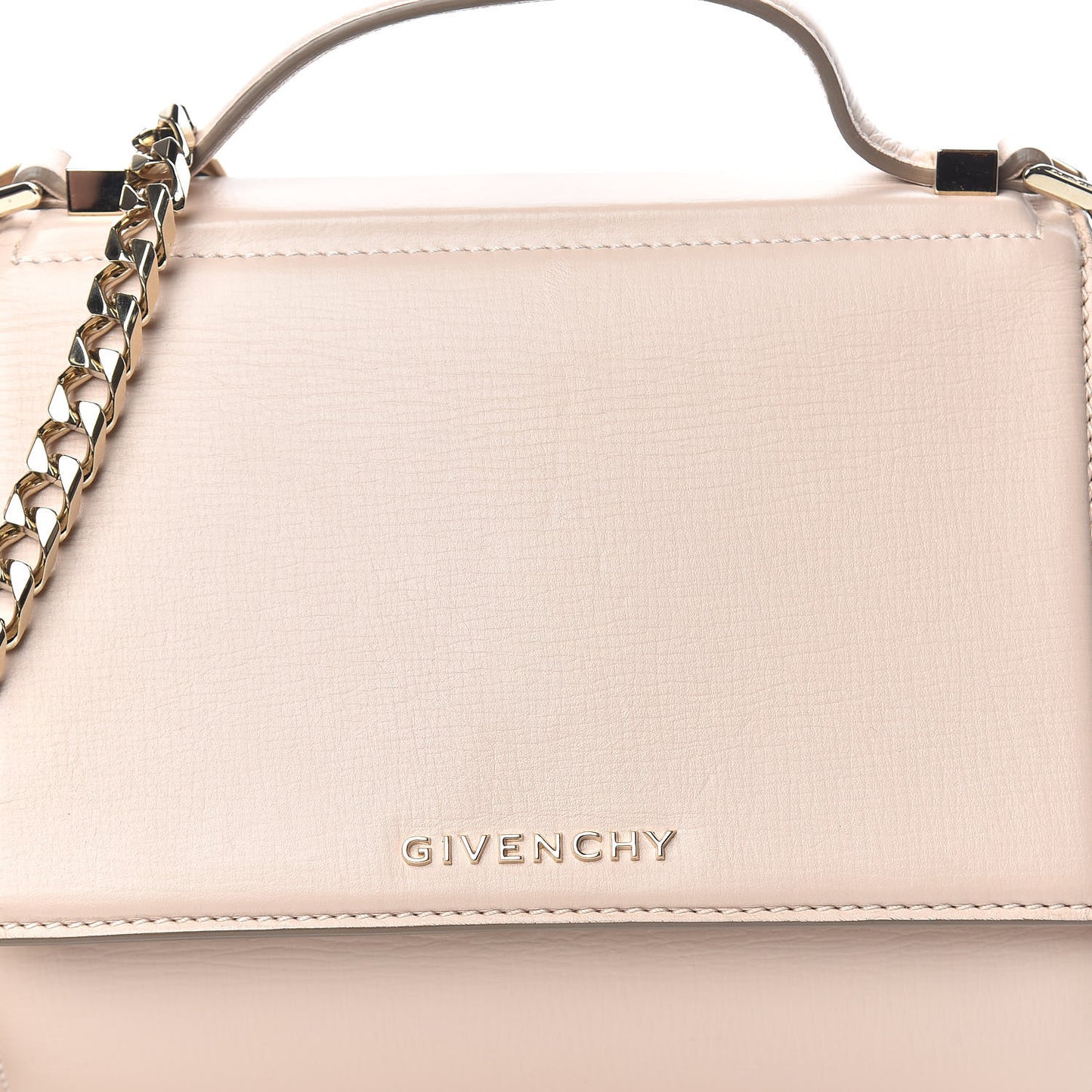 Textured Calfskin Mini Pandora Box Chain Crossbody Bag Nude Pink
