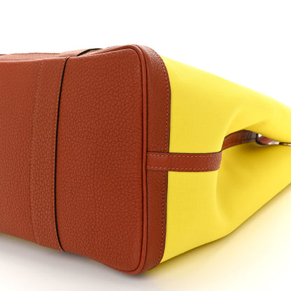 Hermes Toile Epsom Verso Garden Party 36 MM Jaune Citron Cuivre 10 of 10