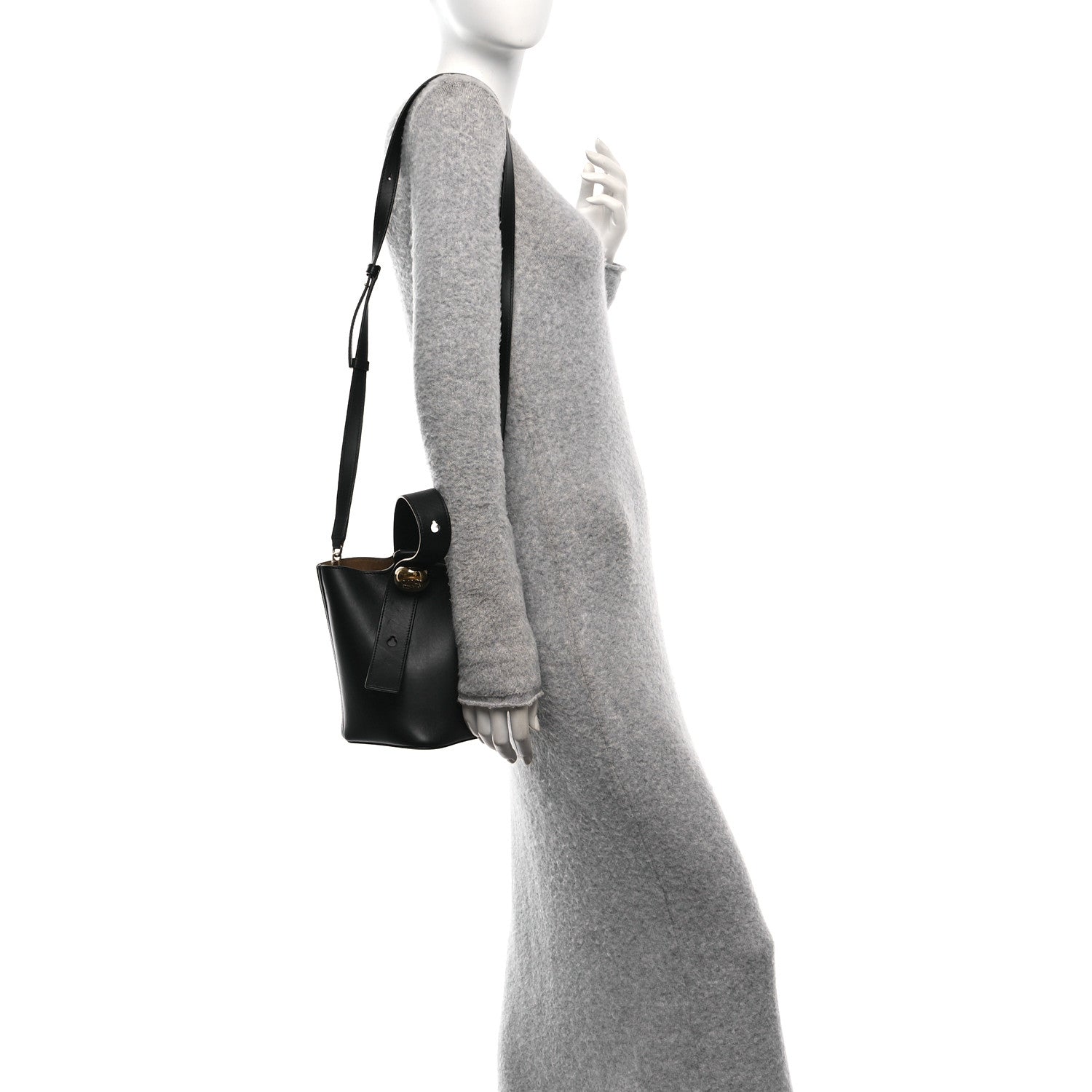 Loewe Soft Grained Calfskin Mini Pebble Bucket Bag Black 2 of 9