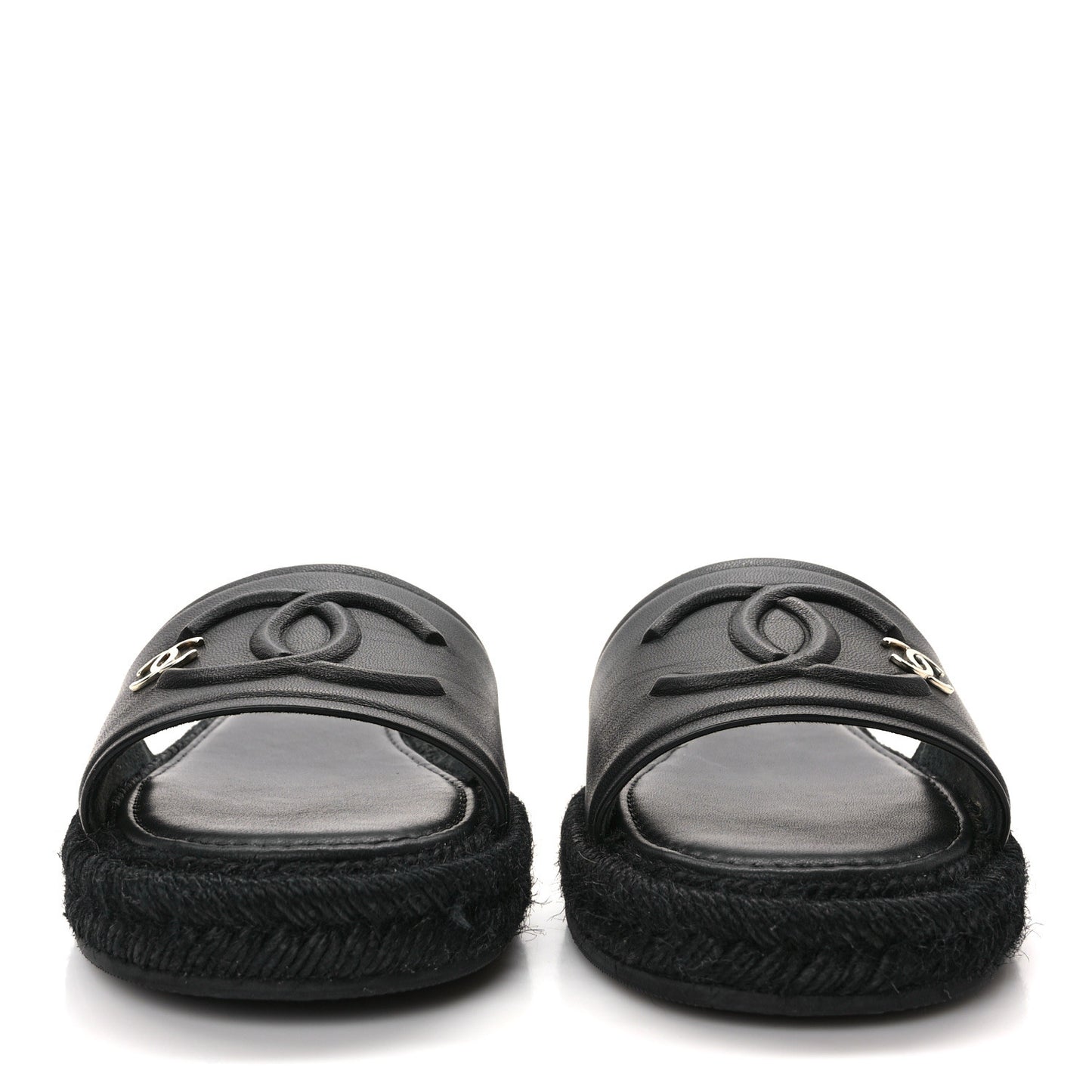 Lambskin Espadrille Mule Sandals 38 Black