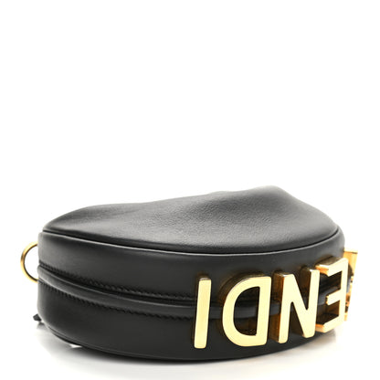 Fendi Vitello Grace Matte Nano Fendigraphy Hobo Charm Black 4 of 11