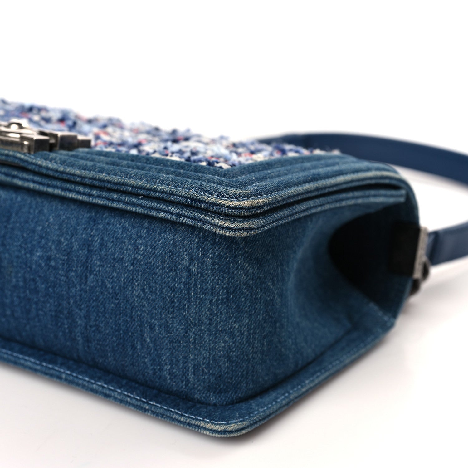 Chanel Tweed Denim Medium Boy Flap Blue 9 of 9