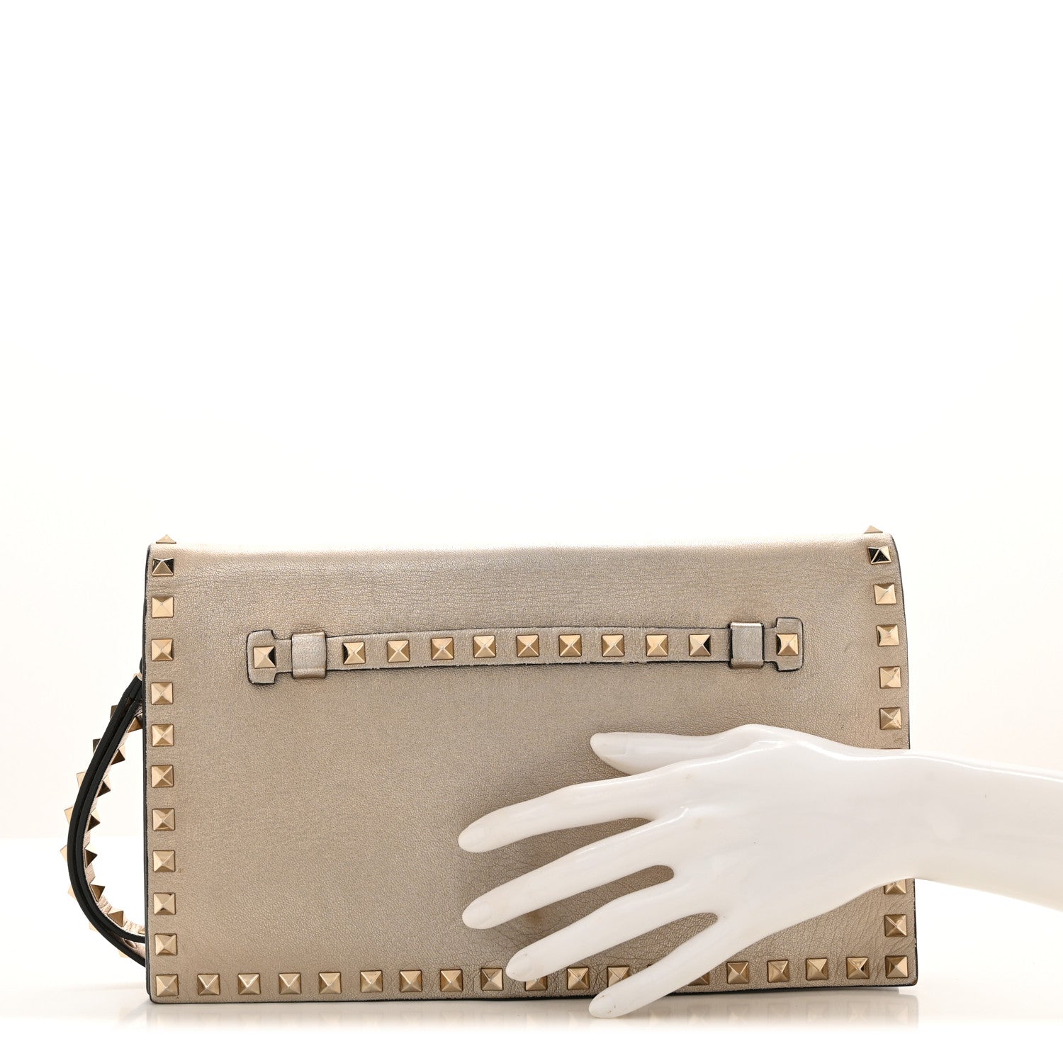Valentino Garavani Metallic Nappa Rockstud Wristlet Clutch  Gold 2 of 12