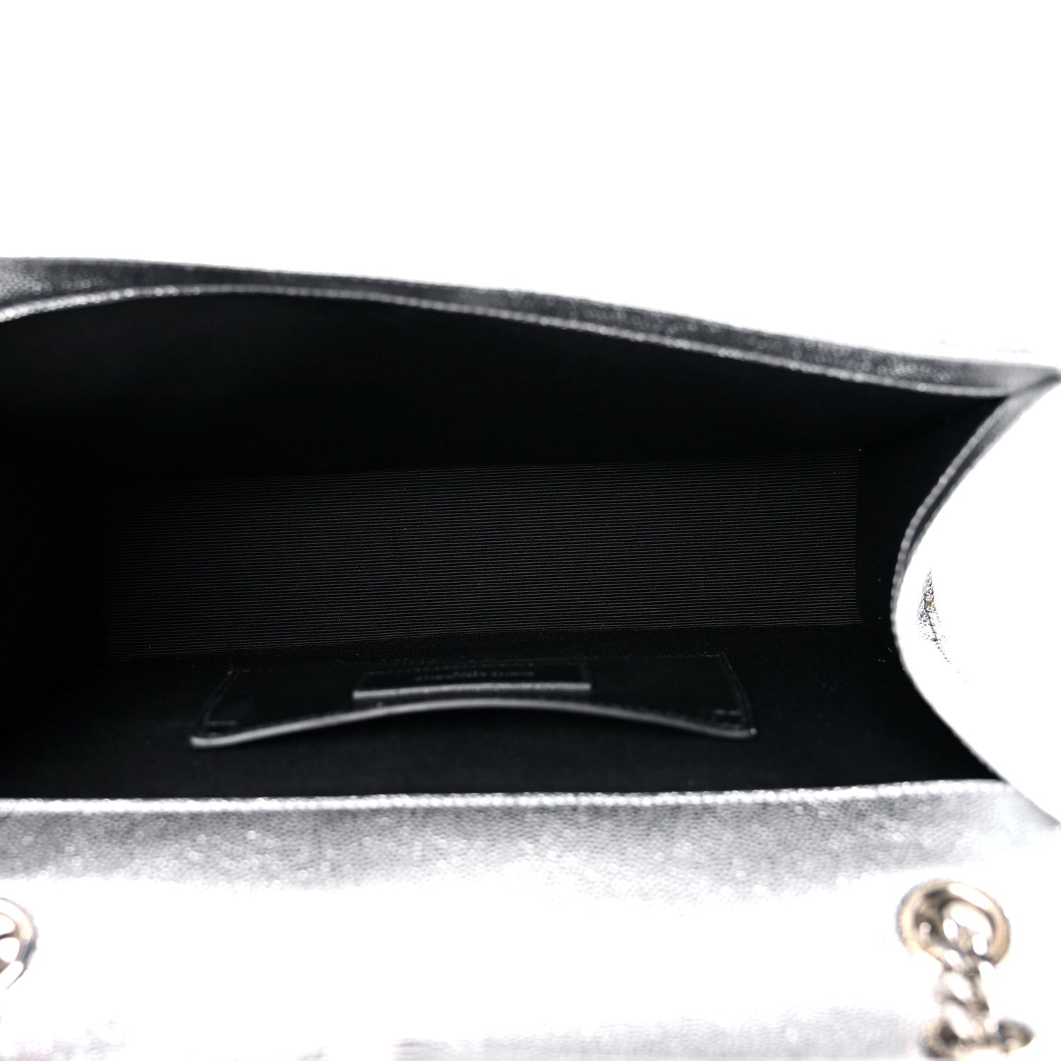 Saint Laurent Metallic Grain De Poudre Matelasse Chevron Medium Monogram Satchel Silver 4 of 12