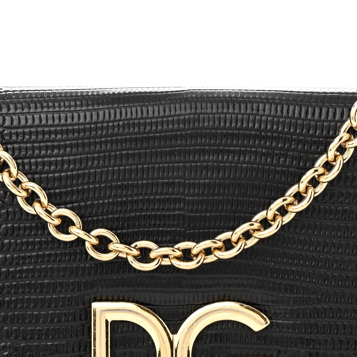 Dolce & Gabbana Lizard Effect Wallet On Chain Black 7 of 11