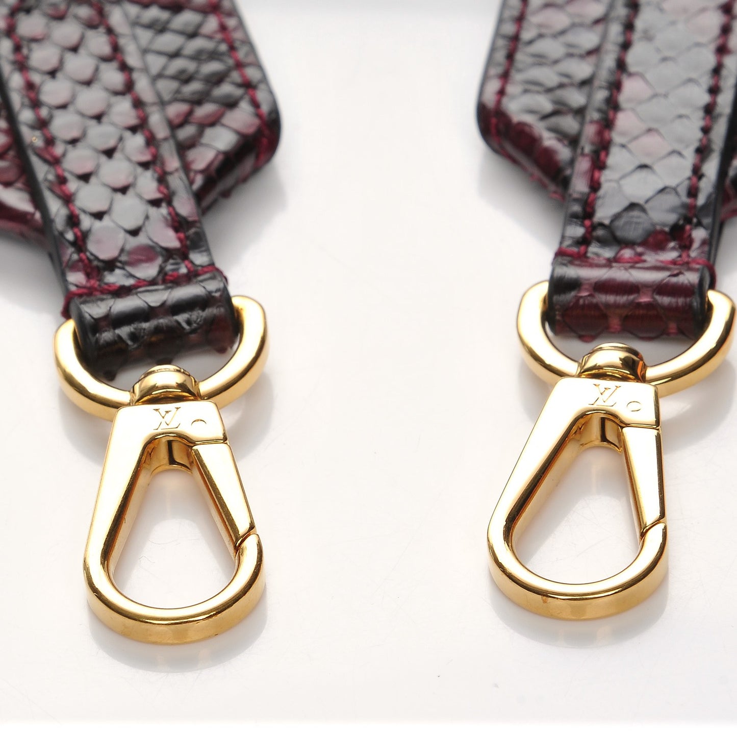 Python Calf Bandouliere Shoulder Strap Burgundy Black