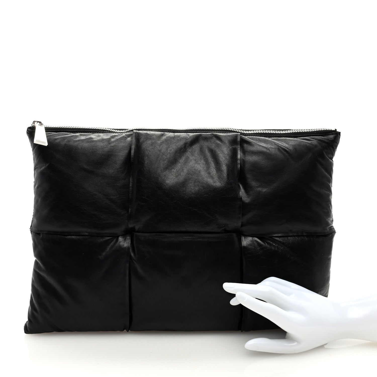 Bottega Veneta Calfskin Maxi Intrecciato Clutch Black 2 of 6