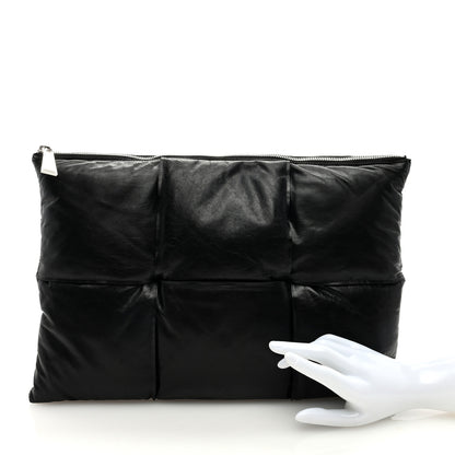 Bottega Veneta Calfskin Maxi Intrecciato Clutch Black 2 of 6