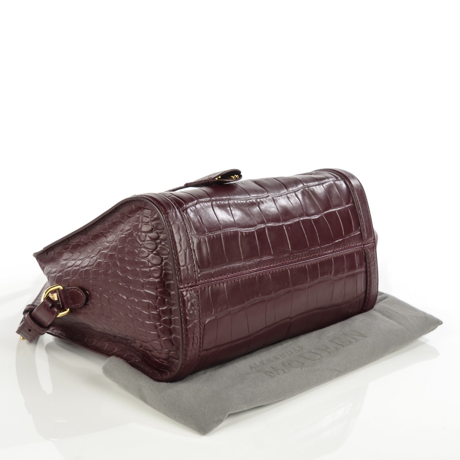 Alexander McQueen Cocco Soft Calfskin Small Skull Padlock Zip Around Tote Bordeaux 4 of 8
