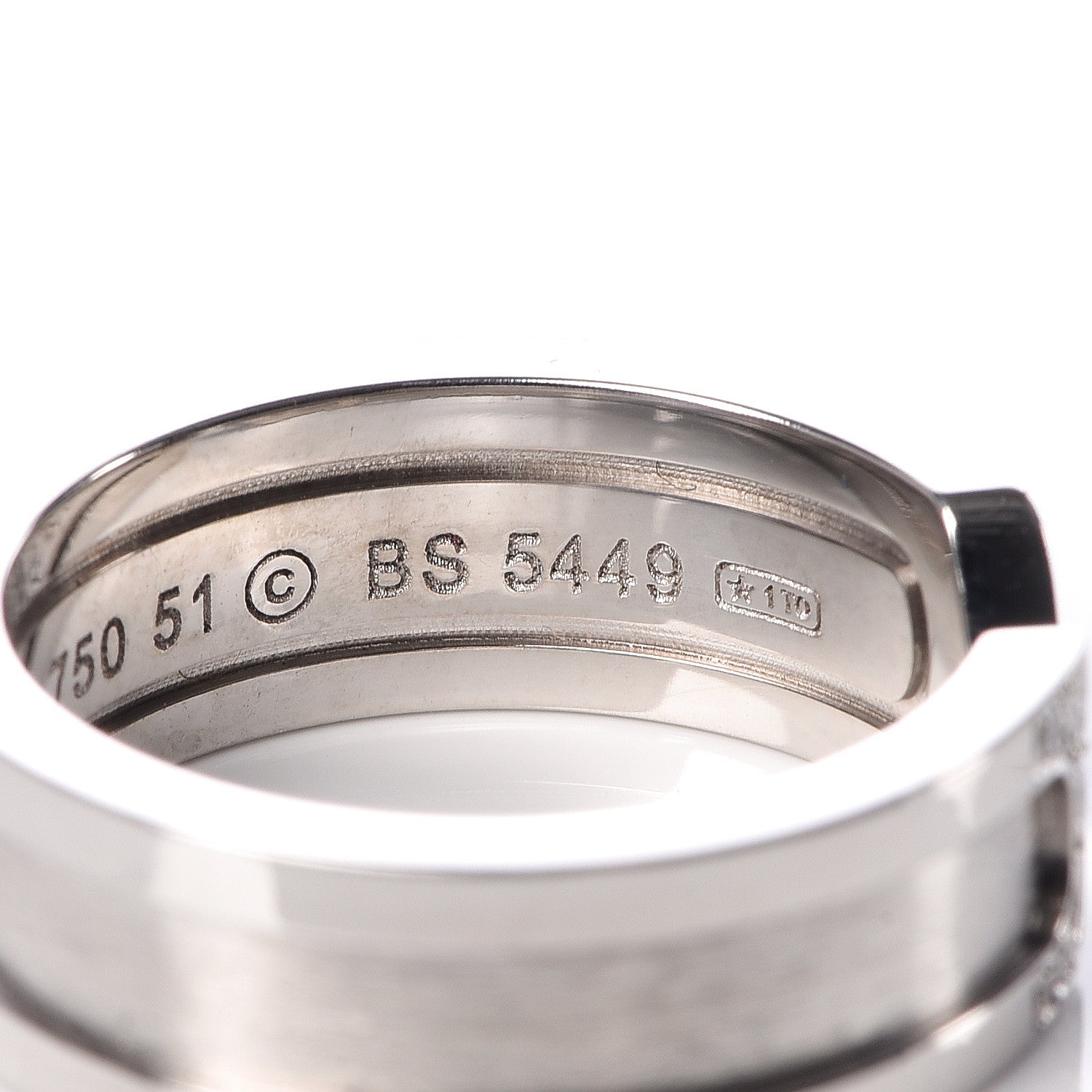 Cartier 18K White Gold Diamond 6.5mm Logo De Ring 51 5.75 5 of 5