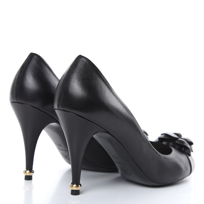 Chanel Lambskin Camellia Pumps 39.5 Black 4 of 12