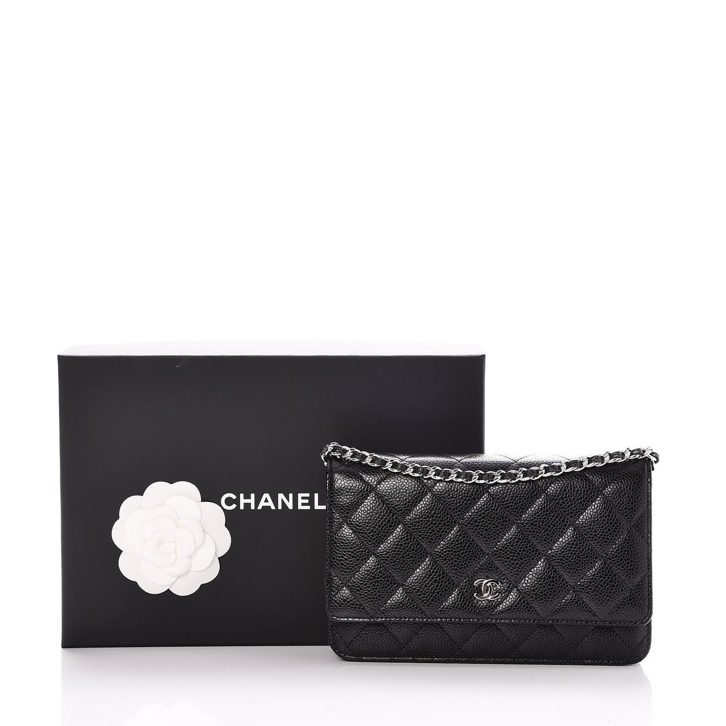 Caviar Quilted Wallet On Chain WOC Black