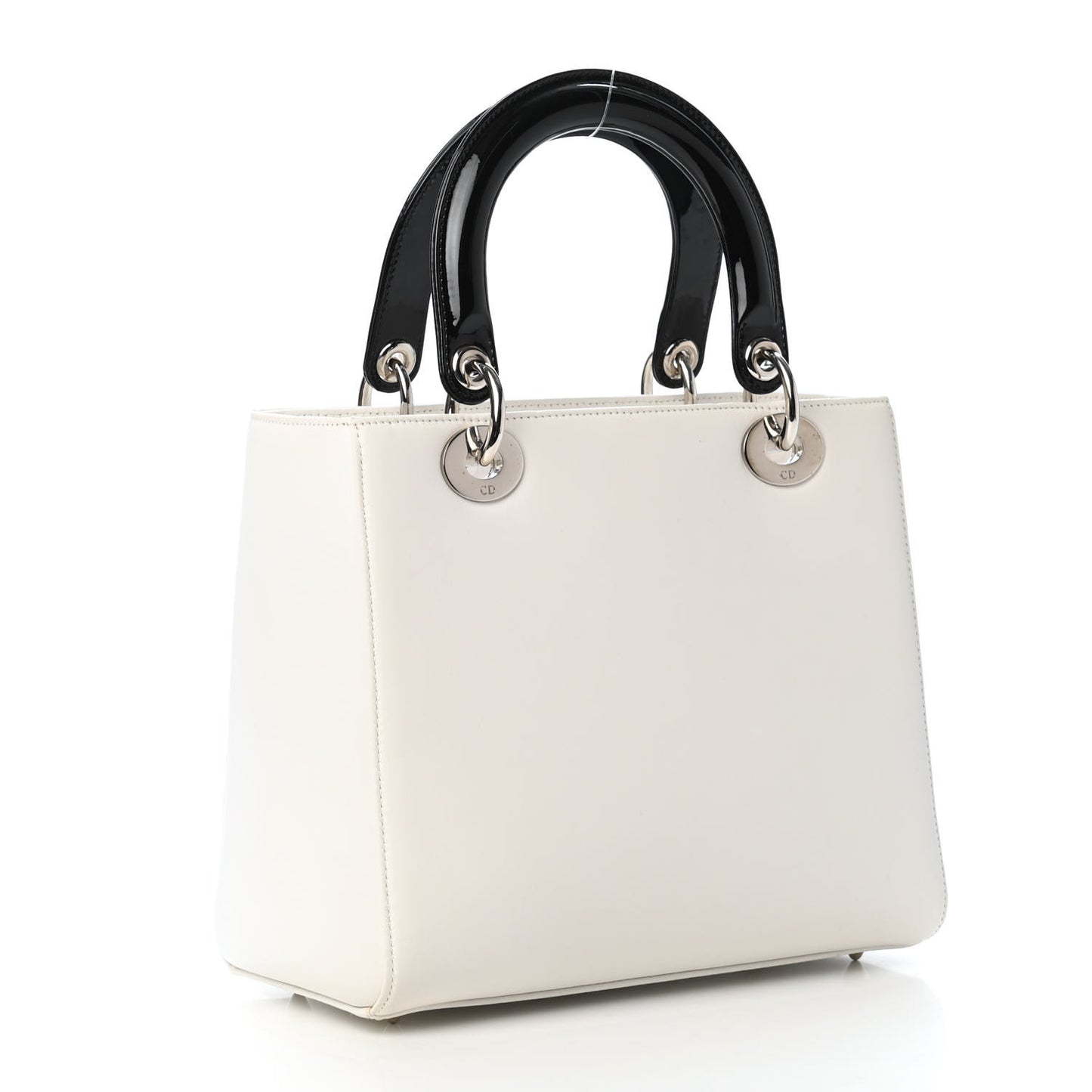 Smooth Calfskin Eiffel Tower Embroidered Medium Lady Dior White Multicolor
